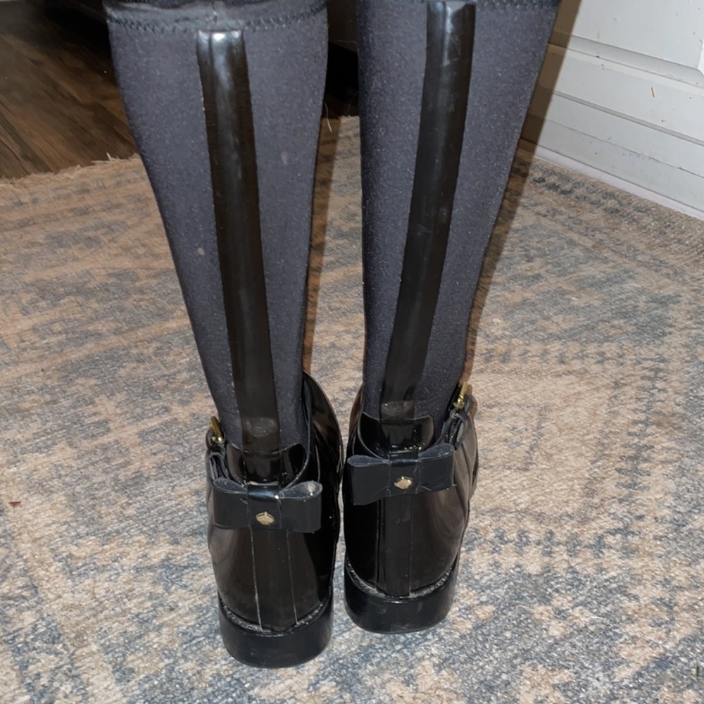Kate Spade ♠️ Bliss Wellington Moto Rain Boots in Black size 8 - Picture 7 of 10